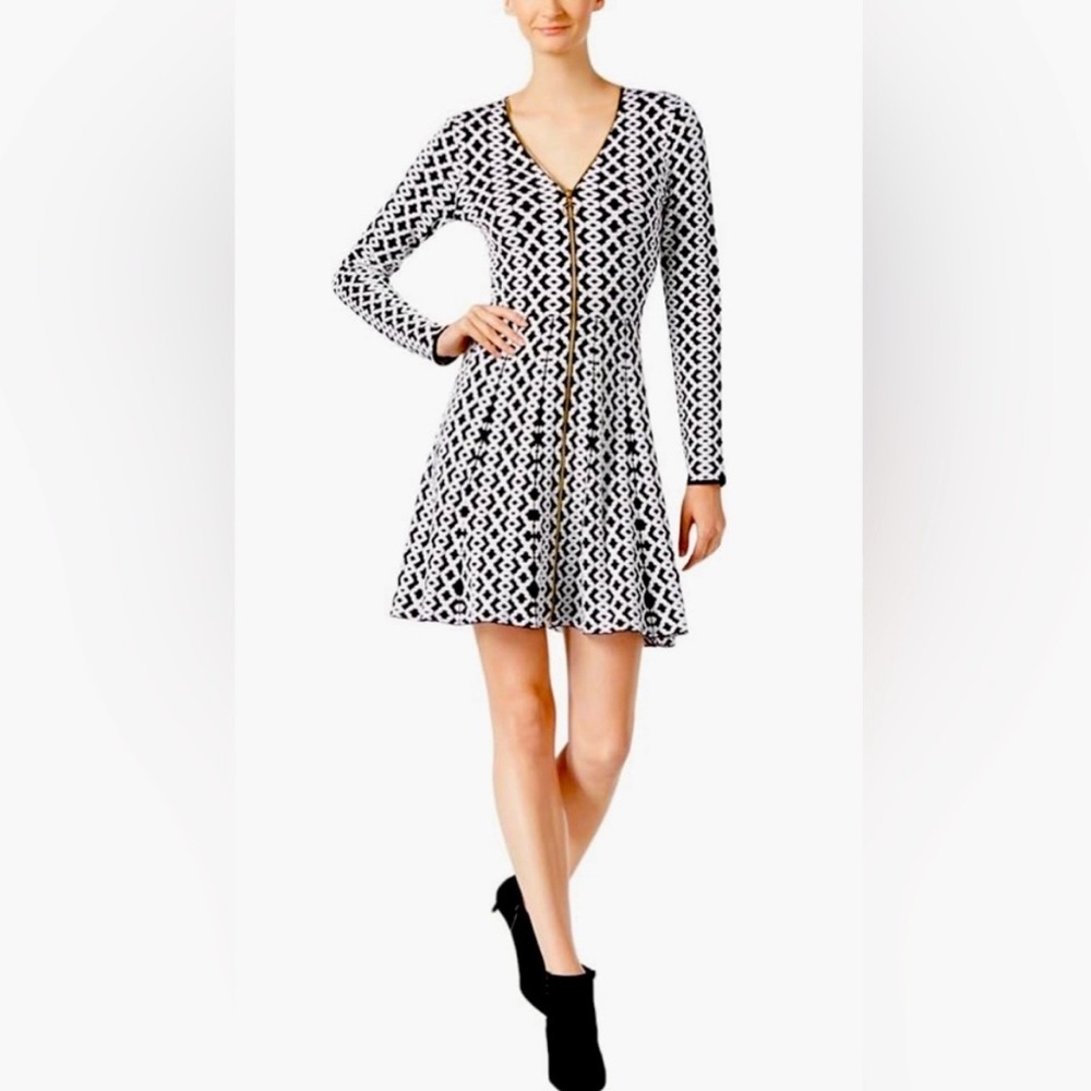 INC Geometric Jacquard  Sweater Dress